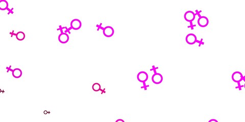Light Pink vector pattern with feminism elements.