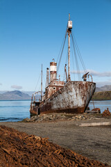 Old Whaling ship beached at Grytviken, South Georgia