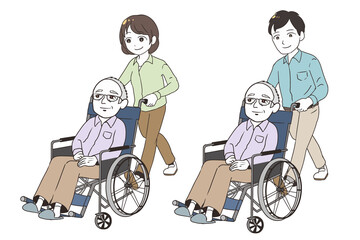 高齢男性を介護する家族