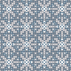 Abstract seamless dot and little flower pattern creating grey and blue stars like structure. Ideal for thematic wrapping paper and wall paper. 