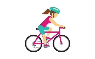 Obraz premium Young Woman riding bike cycling for fitness.