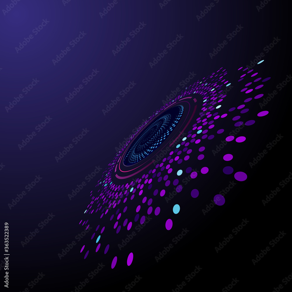 Poster abstract background with dots and circles. big data visualization.