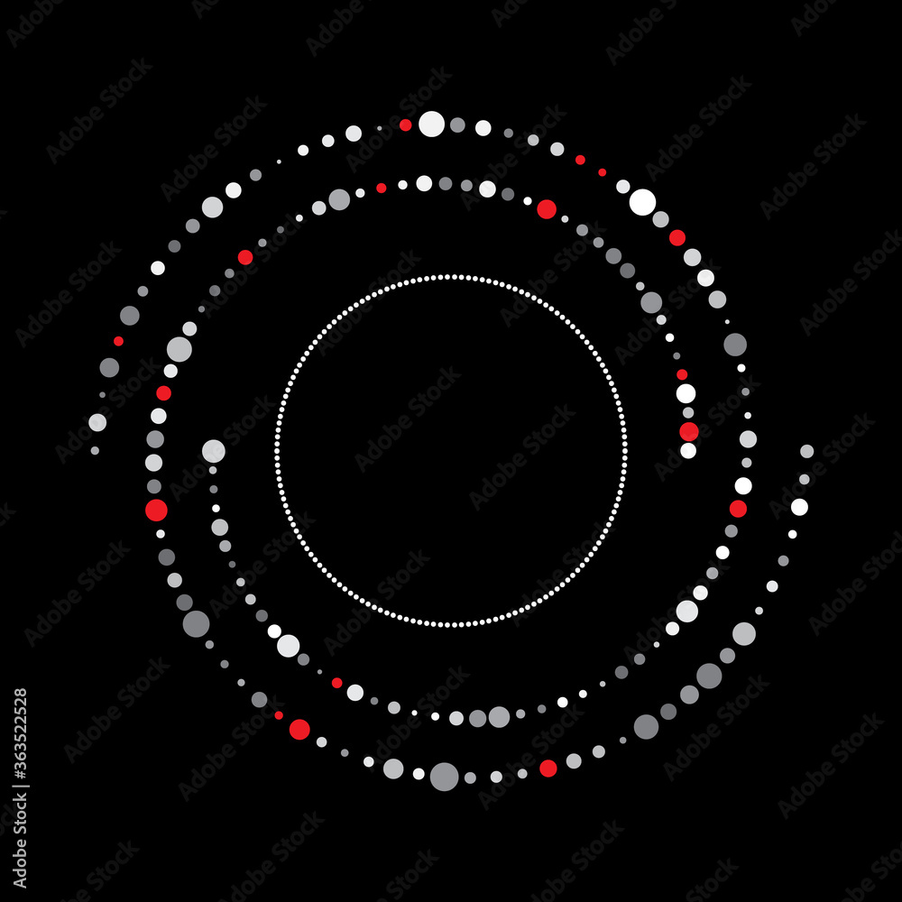 Poster Spiral with dots different colors as dynamic abstract vector background or logo or icon