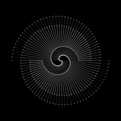 Spiral with gray lines different colors as dynamic abstract vector background or logo or icon