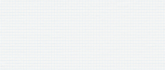 Lined paper background. White notebook sheet with blue grid banner - obrazy, fototapety, plakaty