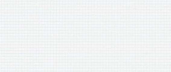 Fotobehang Lined paper background. White notebook sheet with blue grid banner © Kat Ka