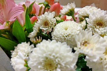 Bouquet of fresh beautiful flowers for congratulations.