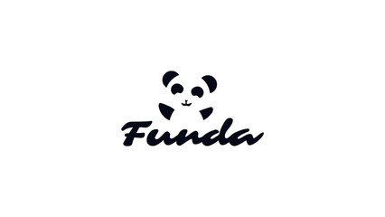 Panda bear happy silhouette Logo design vector template