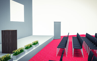 3d Illustration of Conference hall with chairs