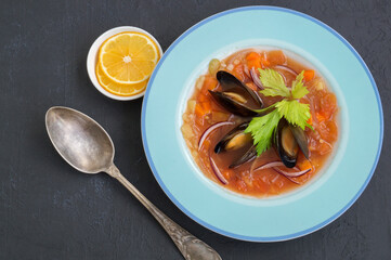 vegetable soup with seafood