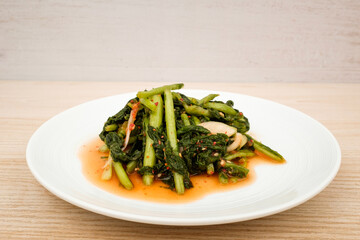 Radish kimchi on white background