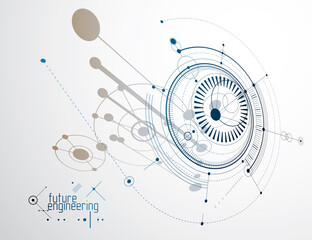 Fototapeta premium Futuristic abstract vector technology background. Mechanical engineering wallpaper.