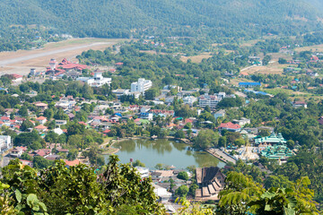 Mae Hong Son Town view from Wat Phrathat Doi Kongmu in Mae Hong Son, Thailand.