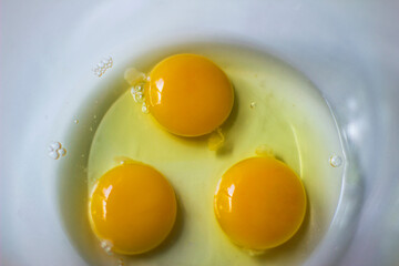 
Raw egg yolks in a bowl