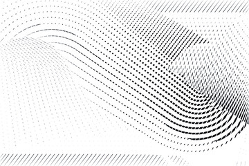 Abstract halftone dots and lines background, geometric dynamic pattern, vector modern design texture.