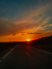 sunset on the road