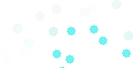 Fototapeta na wymiar Light blue, green vector pattern with colored snowflakes.