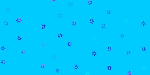 Light pink, blue vector background with covid-19 symbols.