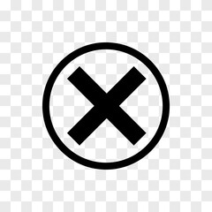 Obraz premium Cancel internet close or delete ''X'' icon in checkerboard BG. Internet flat icon symbol for applications.