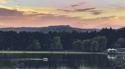 sunset over the lake