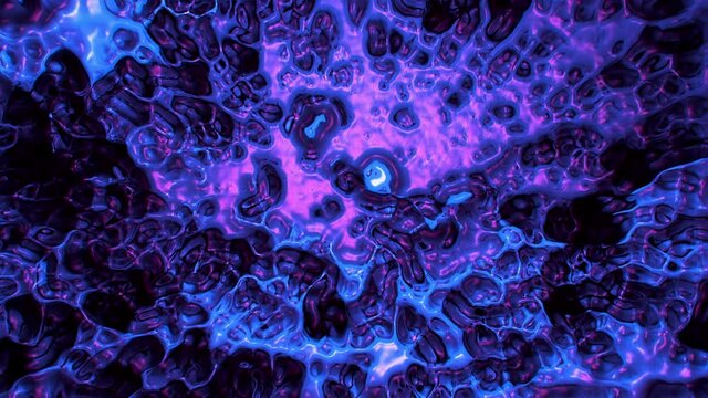 neon bubbles seethe and burst. pink-blue looped abstract animation