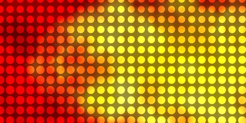 Light Orange vector texture with circles. Glitter abstract illustration with colorful drops. Pattern for websites, landing pages.