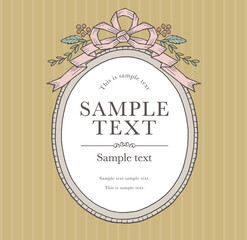 アンティークでエレガントなリボンのペン画フレーム2