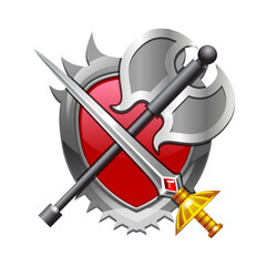 logo shield, sword and axe