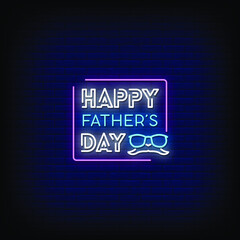 Happy Father's Day Neon Signs Style Text vector
