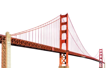 Foto op Plexiglas Golden Gate Bridge Golden Gate Bridge (San Francisco, Californië, VS) geïsoleerd op een witte achtergrond