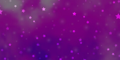 Light Purple vector layout with bright stars. Decorative illustration with stars on abstract template. Theme for cell phones.