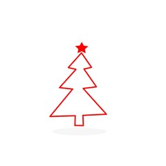 Christmas tree line icon, vector illustration