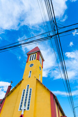 Nuestra Senora de la Merced catholic church, Ushuaia city, Tierra del Fuego archipelago, Argentina,...
