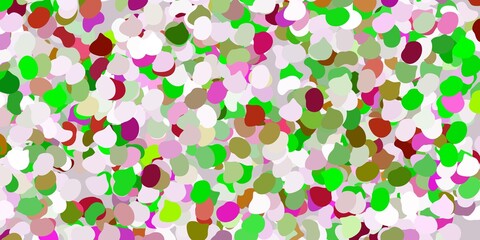 Light pink, green vector background with random forms.