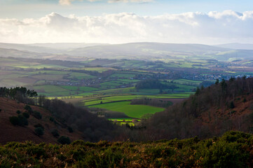 View from Beacon Hill in the Quantocks, Somerset, towards Exmoor, UK