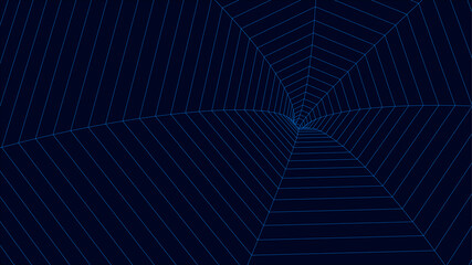Abstract tunnel and wave background. Wireframe 3D surface tunnel. Tunnel background. Vector Illustration.