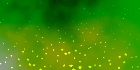 Dark Green vector template with neon stars. Shining colorful illustration with small and big stars. Design for your business promotion.