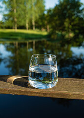glass of clean water outdoor