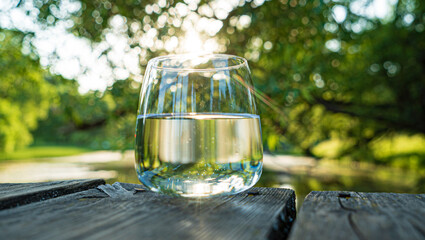 glass of clean water outdoor