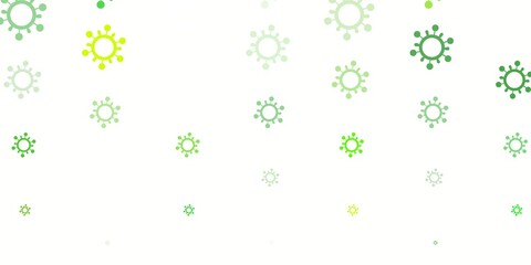 Light Green, Yellow vector background with covid-19 symbols.