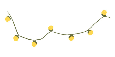 Christmas garland. Holiday lights. Christmas tree decoration. New Year holiday.