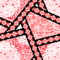 Naklejka premium Geometric seamless pattern with ornaments.