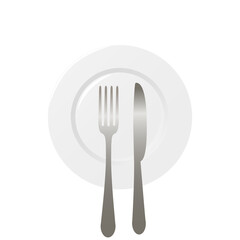 Empty plate with spoon, knife and fork