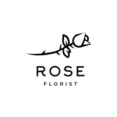 wild rose flower hipster line logo vector icon illustration