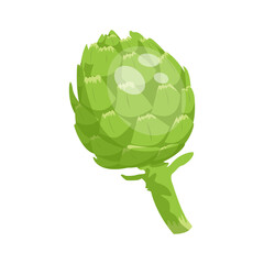 Cartoon fresh organic green artichoke icon. vector illustration.