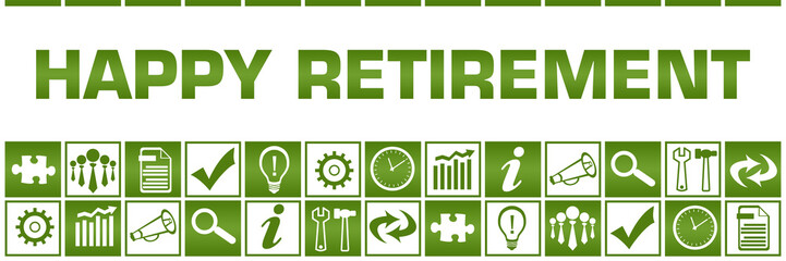 Happy Retirement Green White Box Grid Business Symbols 