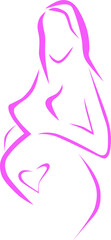 Pregnant Belly Illustration. Pregnant Woman Symbol, Isolated Icon Stylized Sketch