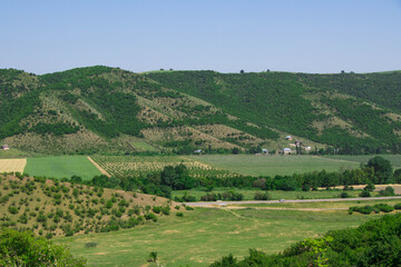 Naklejka premium Village landscape from Azerbaijan. Ismailli region of Azerbaijan. Beautiful nature of Azerbaijan