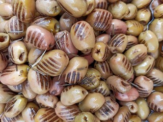fried green olives delicious healthy food pattern background
