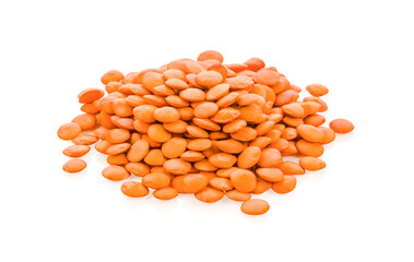 Pile lentil isolated on white background